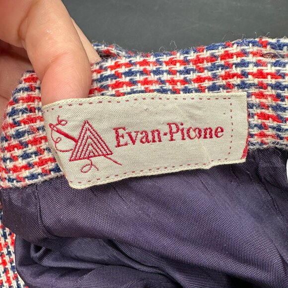 Vintage Skirt Wool Blend Size 10 Red Navy Blue Evan Picone USA 1970s Union Made - Picture 4 of 9